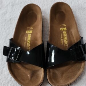 Birkenstock Women's Black Patent Leather Sandals; Madrid. Size 8. Worn 1x